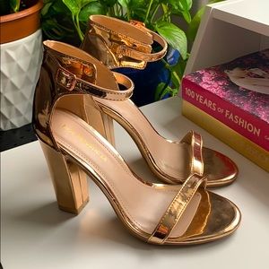Shoe Republic LA Rose Gold Sandal Heels